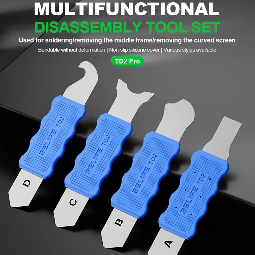 RELIFE TD2 Pro 4Pcs / Set Disassembly Tool for Phone Repair Precision Forged Bendable Steel with Non Slip Silicone Cover - 3