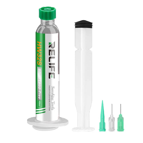 RELIFE HW32S Eco Friendly 10CC Lead Free Solder Paste with Syringe for PCB Repair - 1