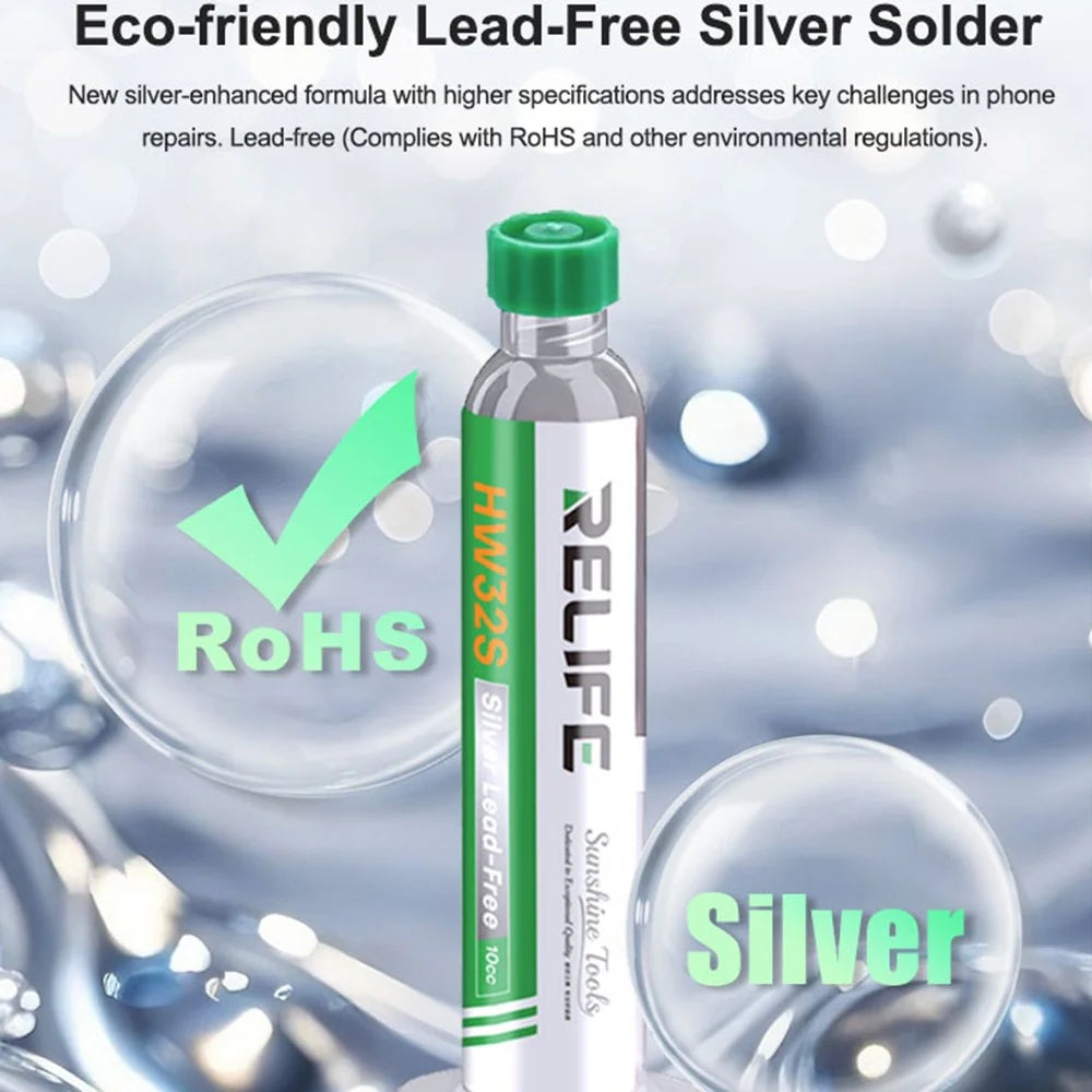 RELIFE HW32S Eco Friendly 10CC Lead Free Solder Paste with Syringe for PCB Repair - 4