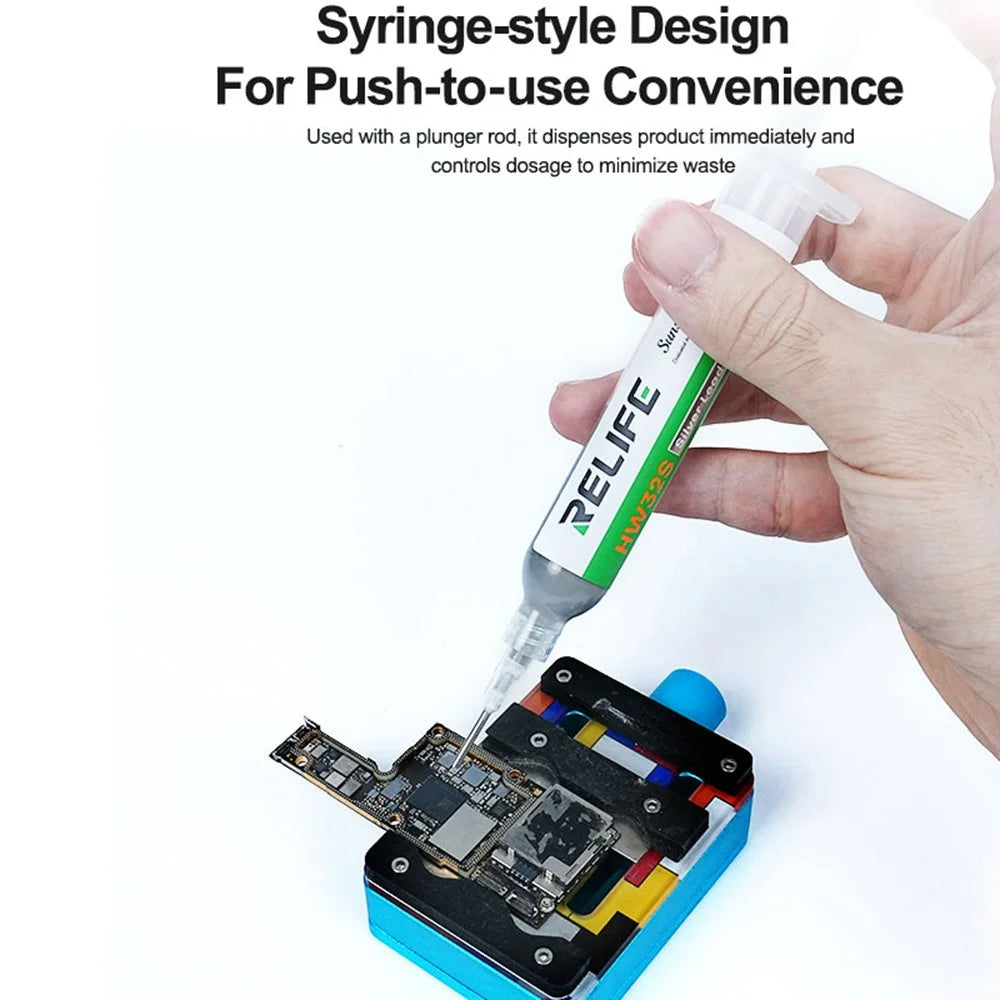 RELIFE HW32S Eco Friendly 10CC Lead Free Solder Paste with Syringe for PCB Repair - 6