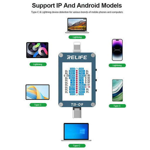 RELIFE TB-09 For iPhone  /  Android Intelligent Charging Port Tester HD Display Auto Detection Tool - 2