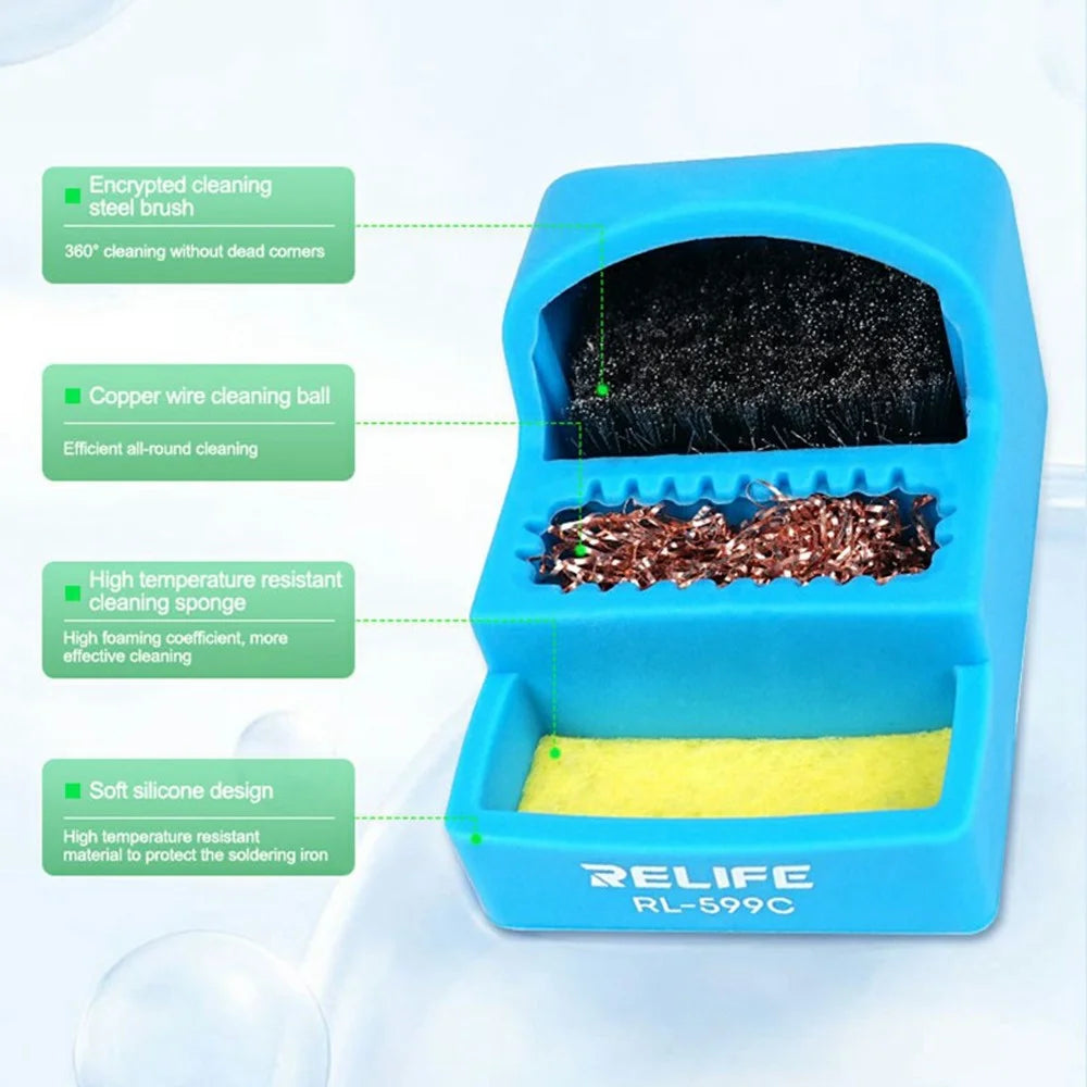 RELIFE RL-599C 3 in 1 Soldering Iron Tip Cleaner High Temperature Resistant Cleaning Tool - 3