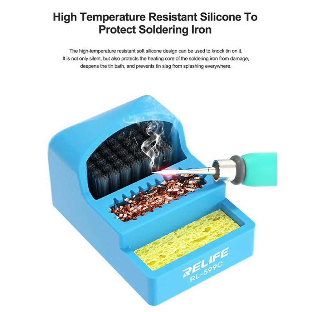 RELIFE RL-599C 3 in 1 Soldering Iron Tip Cleaner High Temperature Resistant Cleaning Tool - 5