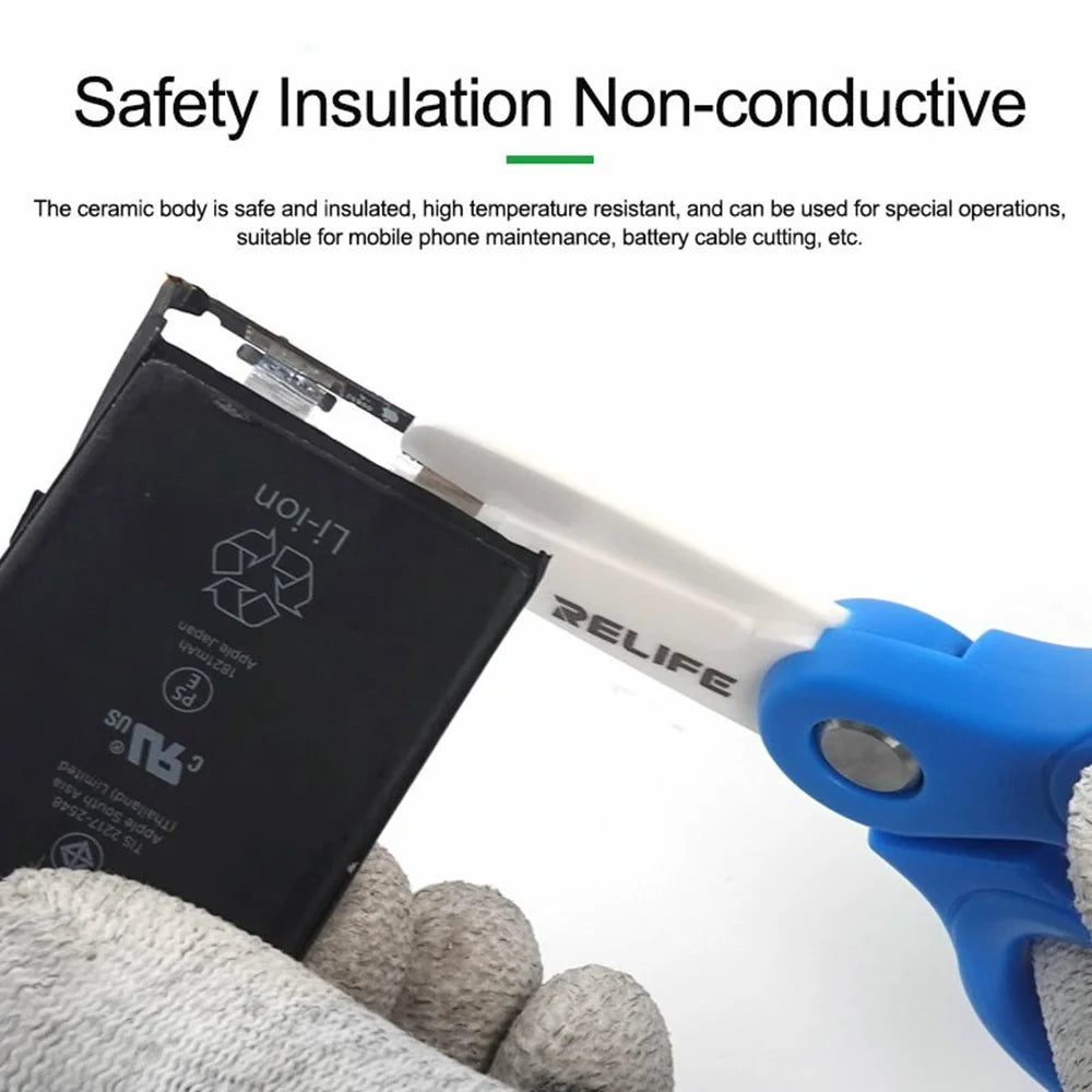 RELIFE RL-102A Ceramic Blade Mini Insulated Scissors for Mobile Phone Repair Battery Cable Cutter - 3
