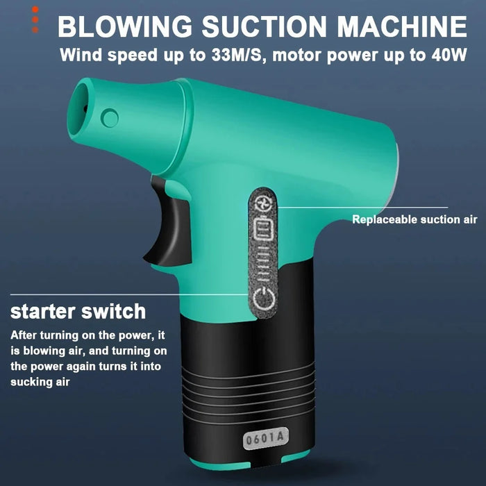 Handheld Blower Vacuum Cleaner Cordless Rechargeable 3-Speed Adjustable for Home / Car / Office - Green - 2