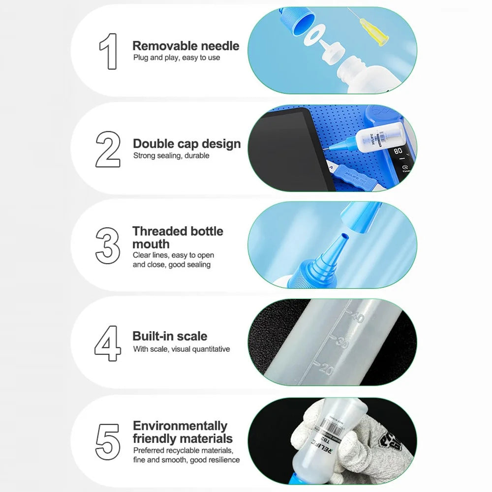 RELIFE TB2 Needle Tube Solvent Bottle Anti Corrosion Welding Aid Distributor for Mobile Phone PCB Cleaning Tool - 5