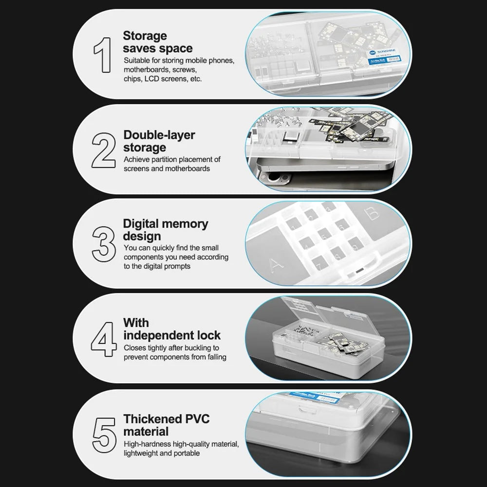 SUNSHINE SS-001A Pro Digital Memory Design Double Layer PVC Storage Box for Mobile Phone Motherboards Screws - 6