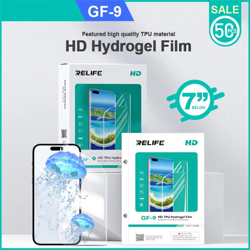 RELIFE GF-9 50Pcs HD TPU Hydrogel Film for Phones Under 7 Inches Screen Protector Full Coverage Sensitive Touch (No Code) - 2