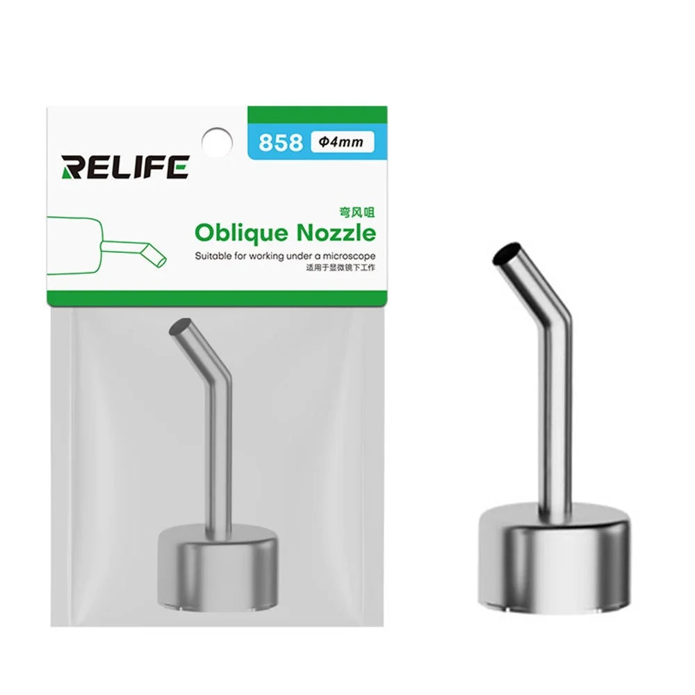RELIFE 858 Series Beveled Nozzle Hot Air Gun BGA Rework Station Replacement Curved Nozzle - 4mm - 1