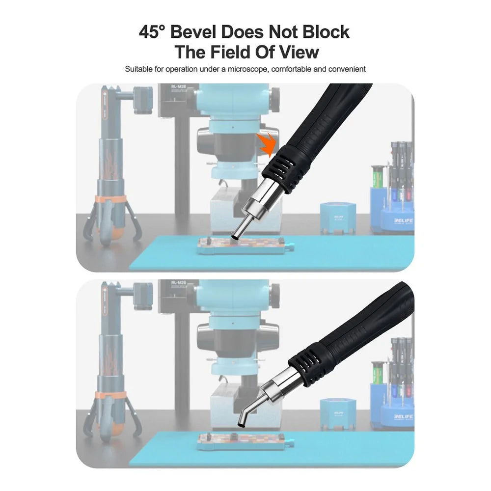 RELIFE 858 Series Beveled Nozzle Hot Air Gun BGA Rework Station Replacement Curved Nozzle - 4mm - 5