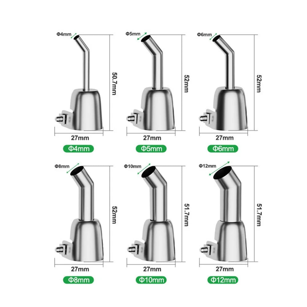 RELIFE 857 Series Hot Air Gun Nozzle 45 Degree Oblique Stainless Steel Curved Nozzle - 4mm - 6