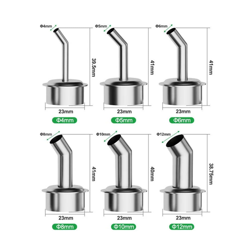 RELIFE 861 Series Curved Nozzle 45 Degree Oblique Stainless Steel Hot Air Rework Station Nozzles - 4mm - 6