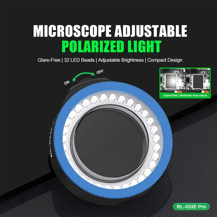 RELIFE RL-033E Pro 32 LEDs Dual Polarized Light Source Dimmable Brightness Microscope Ring Light - 2