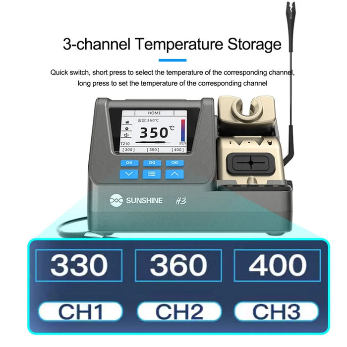 SUNSHINE H3 210 Smart Soldering Station Rapid Heating Automatic Sleep PCB Chip Repair Soldering Machine - EU Plug - 6