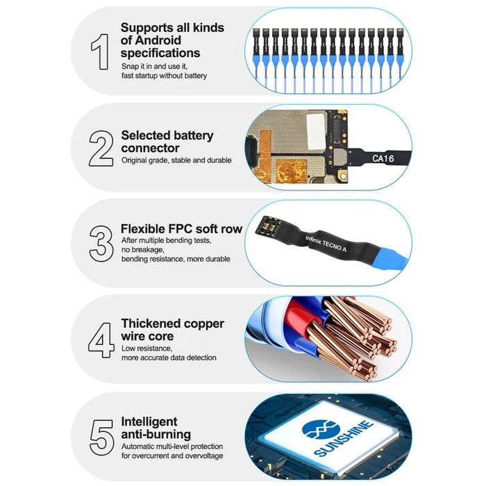 SUNSHINE SS-905H For Android Series Boot Power Cable Battery Start Test Line - 5