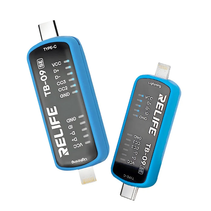 RELIFE TB-09 SE For iPhone / Android Charging Port Tester 8-Pin Type-C Dual Plug Fault Detection - 4