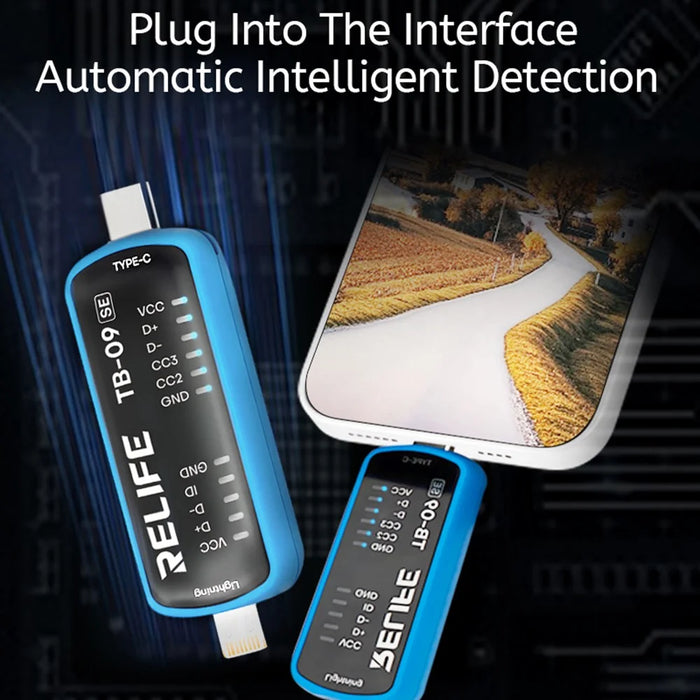 RELIFE TB-09 SE For iPhone / Android Charging Port Tester 8-Pin Type-C Dual Plug Fault Detection - 6