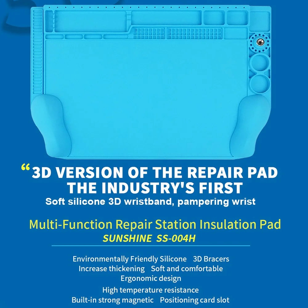 SUNSHINE SS-004H 3D Repair Work Mat Strong Magnetic Wrist Rest Heat Insulation Pad for Phone Repair - 3