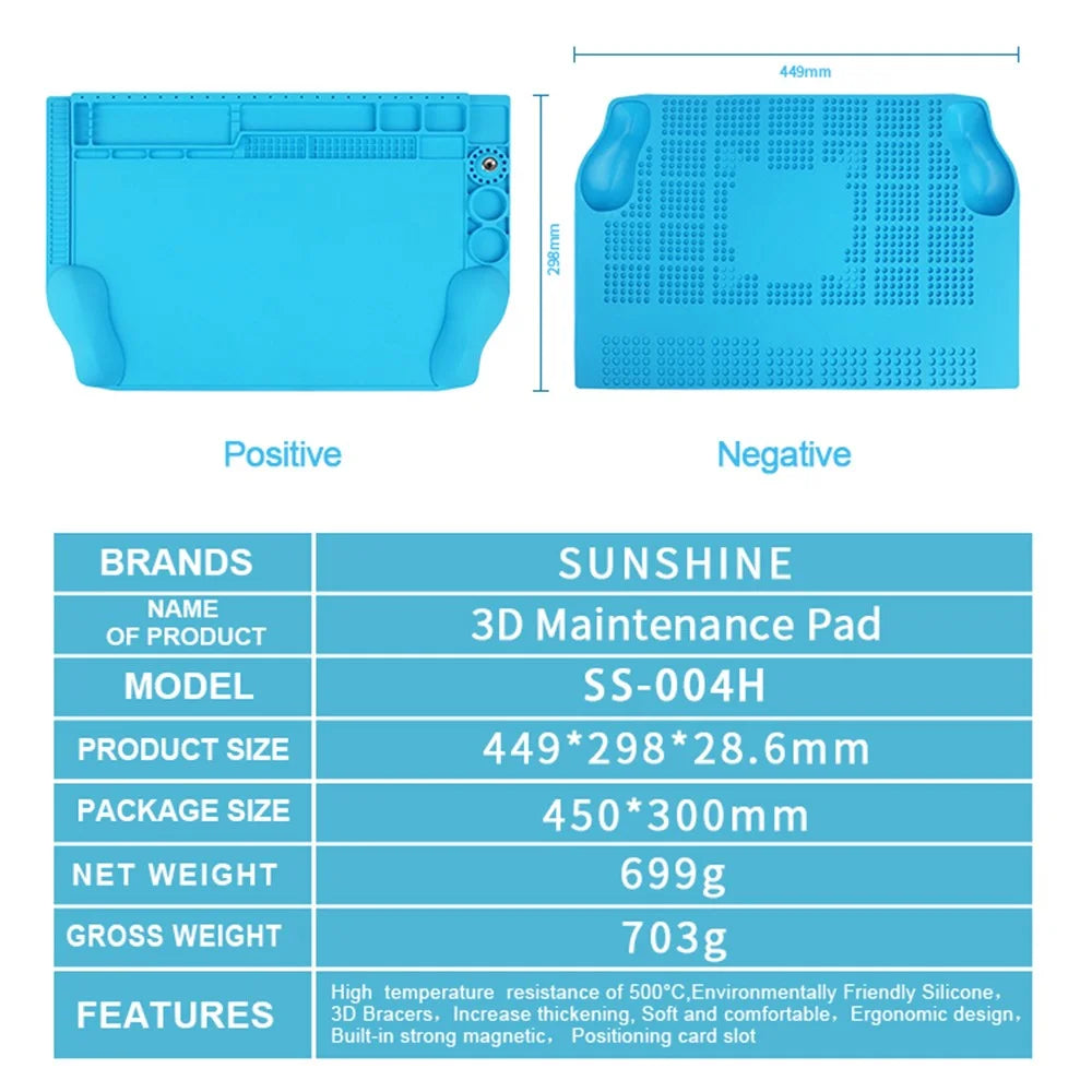 SUNSHINE SS-004H 3D Repair Work Mat Strong Magnetic Wrist Rest Heat Insulation Pad for Phone Repair - 5