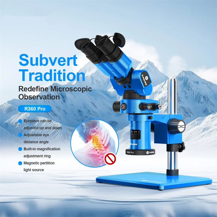 SUNSHINE R360 Pro Rotating Stereo Microscope 0.7-5.8X Magnification Microscope for Electronics Repair - 5