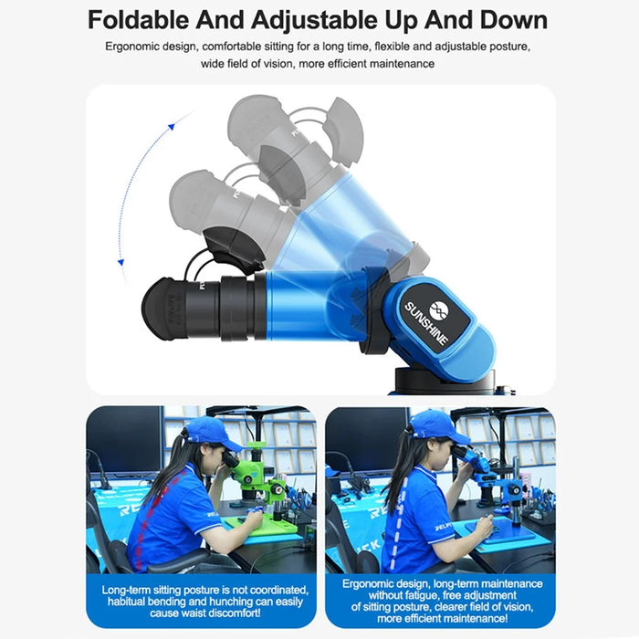 SUNSHINE R360 Pro Rotating Stereo Microscope 0.7-5.8X Magnification Microscope for Electronics Repair - 7
