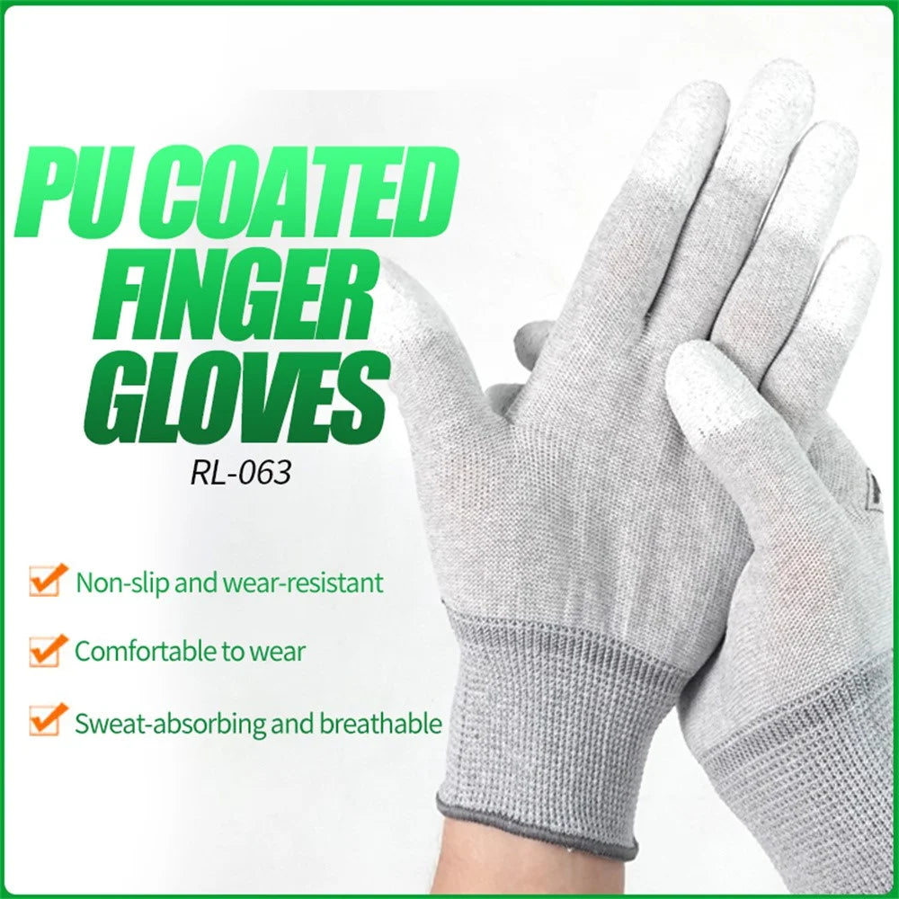 RELIFE RL-063 1 Pair Anti Static Gloves PU Coated Fingertips Electronic Assembly Mittens - 3
