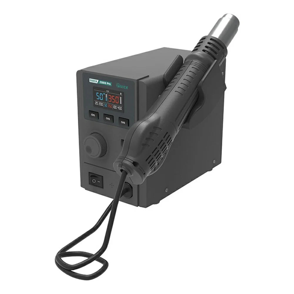 QUICK 2008 Pro Hot Air Gun Desoldering Rework Station Temperature Control LCD Display Desoldering Station - EU Plug - 3