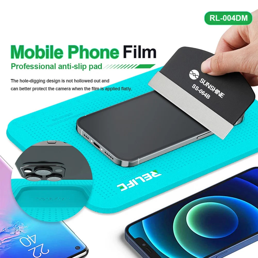 RELIFE RL-004DM Anti-Slip Pad for Phone Film Application Silicone Mat with Camera Cut Out - 3