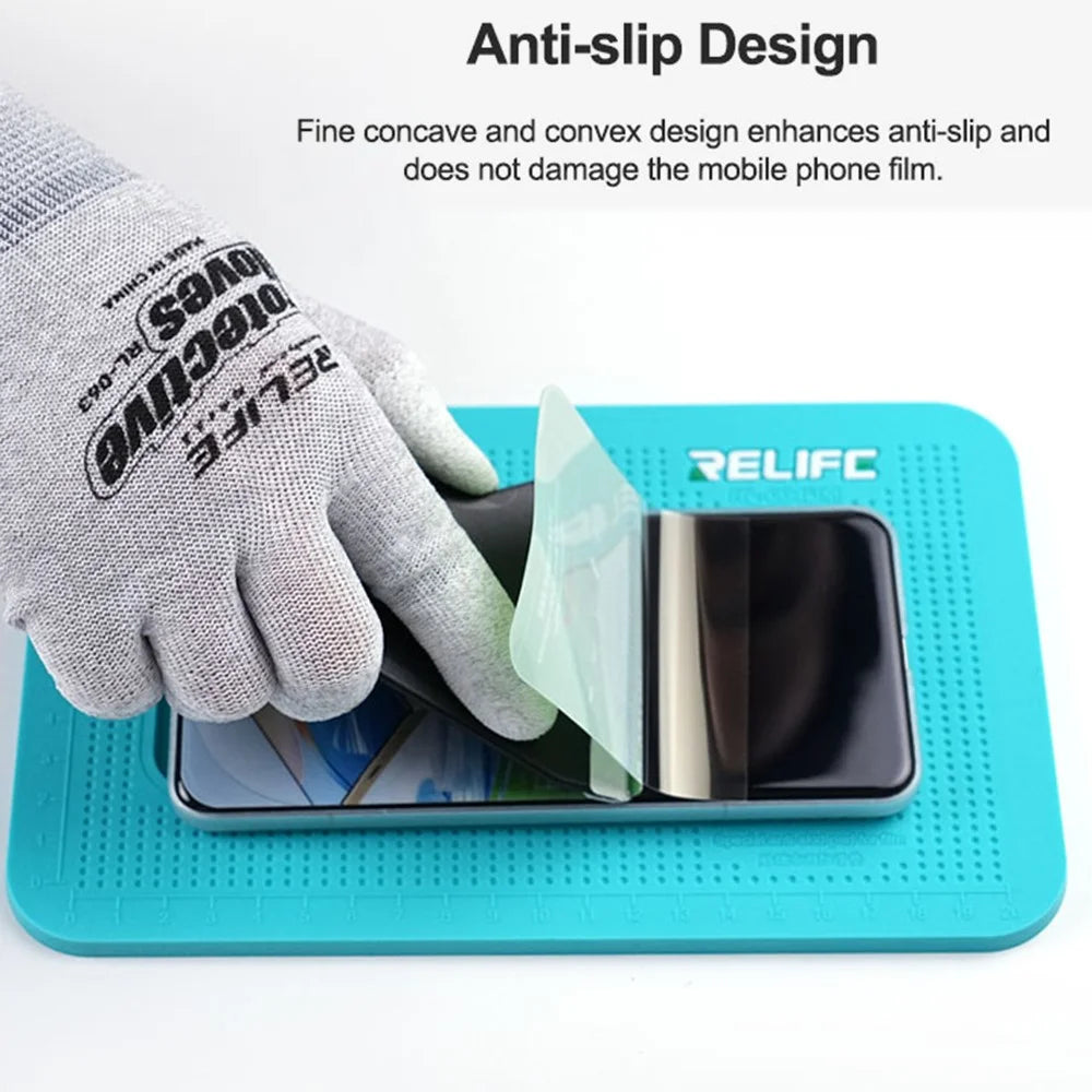 RELIFE RL-004DM Anti-Slip Pad for Phone Film Application Silicone Mat with Camera Cut Out - 6