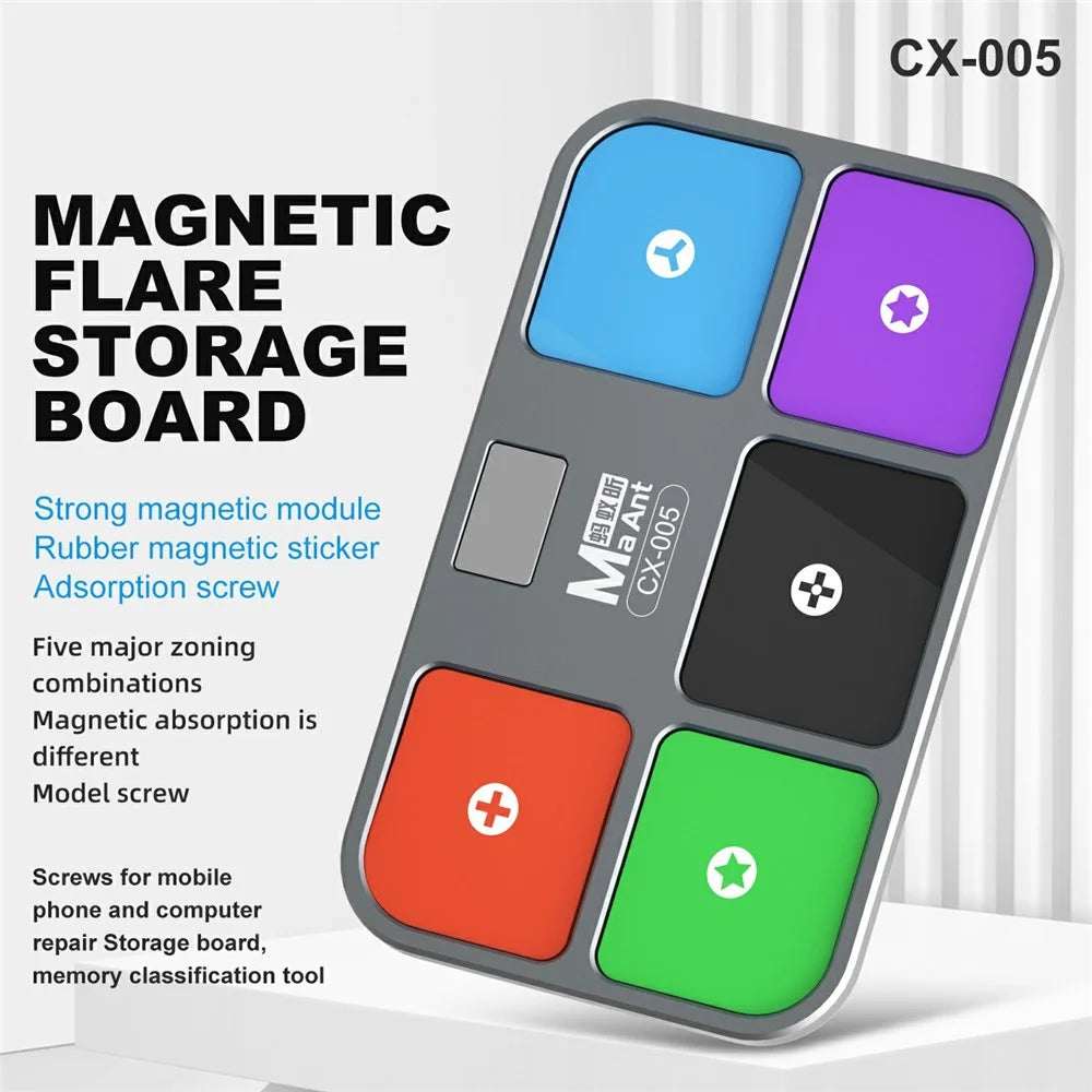 MAANT CX-005 Magnetic Storage Board 5 Compartment Organizer Rubber Magnetic Tiles For Screws And Tools - 2
