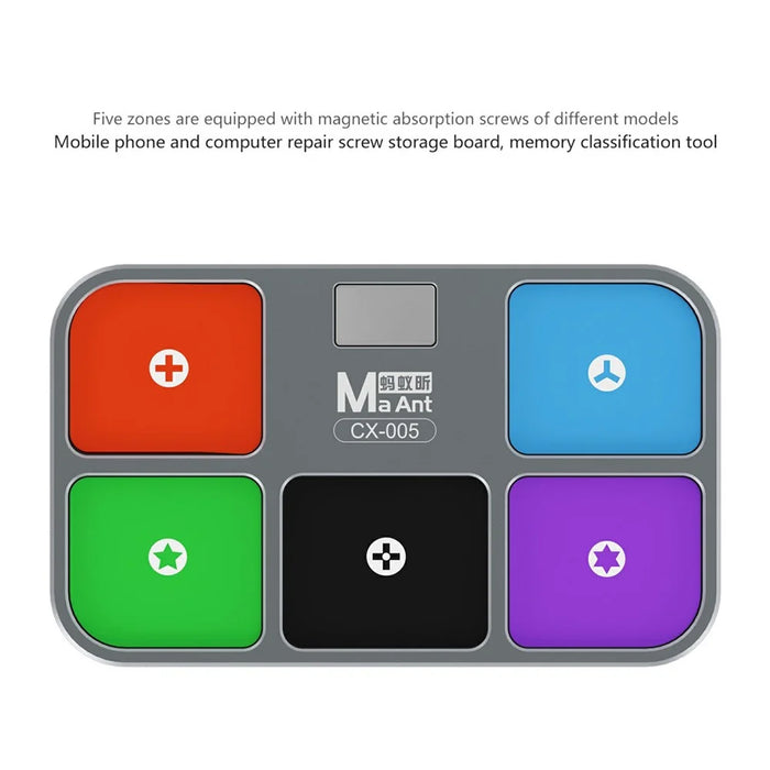 MAANT CX-005 Magnetic Storage Board 5 Compartment Organizer Rubber Magnetic Tiles For Screws And Tools - 3