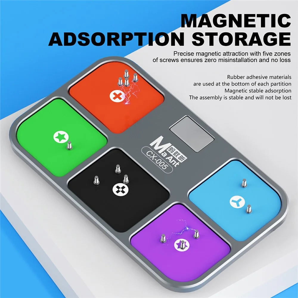MAANT CX-005 Magnetic Storage Board 5 Compartment Organizer Rubber Magnetic Tiles For Screws And Tools - 6