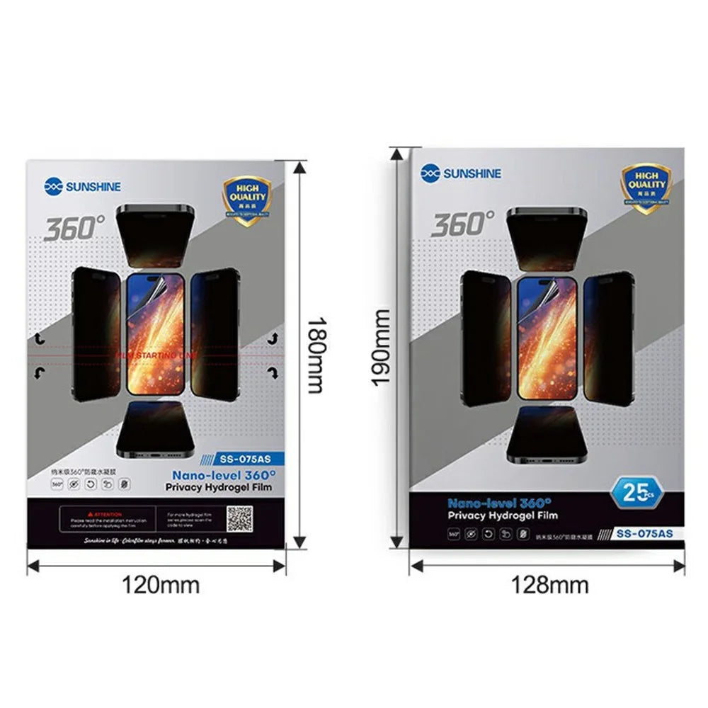 SUNSHINE SS-075AS 25 PCS 360° Anti-Peep Hydrogel Film Nano-Level Scratch Resistant Screen Protector - 6