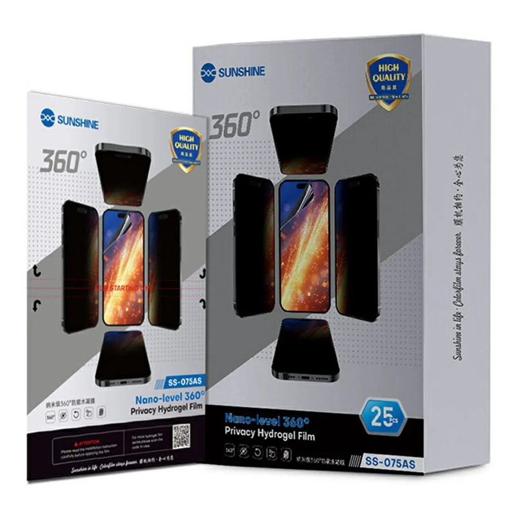 SUNSHINE SS-075AS 25 PCS 360° Anti-Peep Hydrogel Film Nano-Level Scratch Resistant Screen Protector - 7
