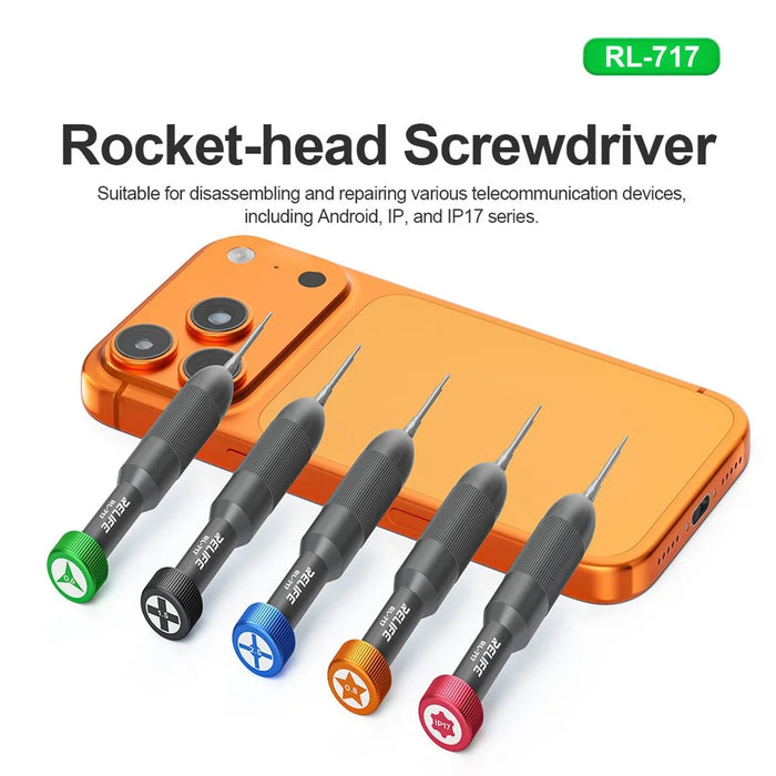 RELIFE RL-717 Rocket-Head Screwdriver For Android iPhone IP17 Series Precision Repair Tool Magnetic Bit Holder - Triangle 0.6 - 2