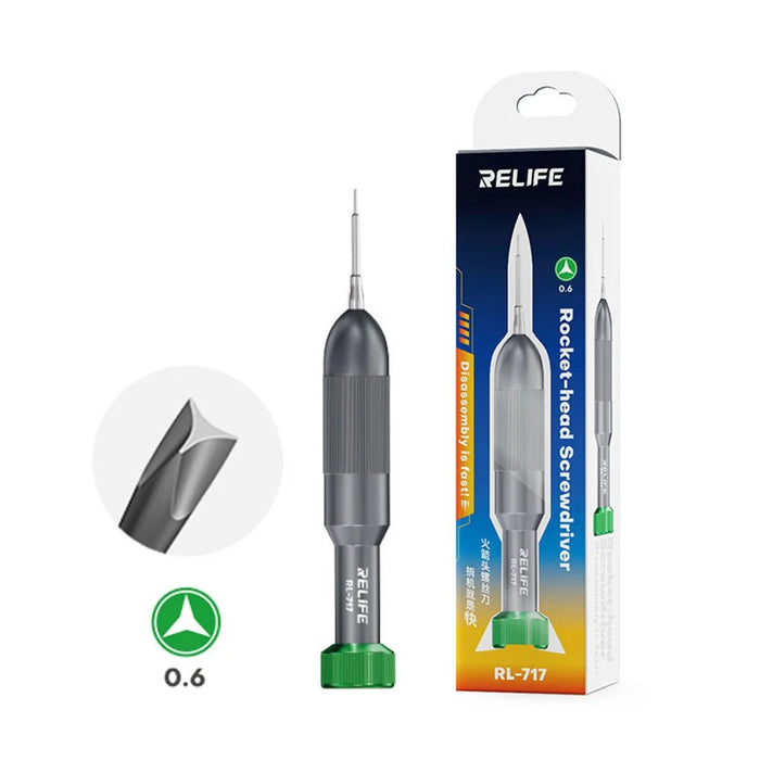 RELIFE RL-717 Rocket-Head Screwdriver For Android iPhone IP17 Series Precision Repair Tool Magnetic Bit Holder - Triangle 0.6 - 4