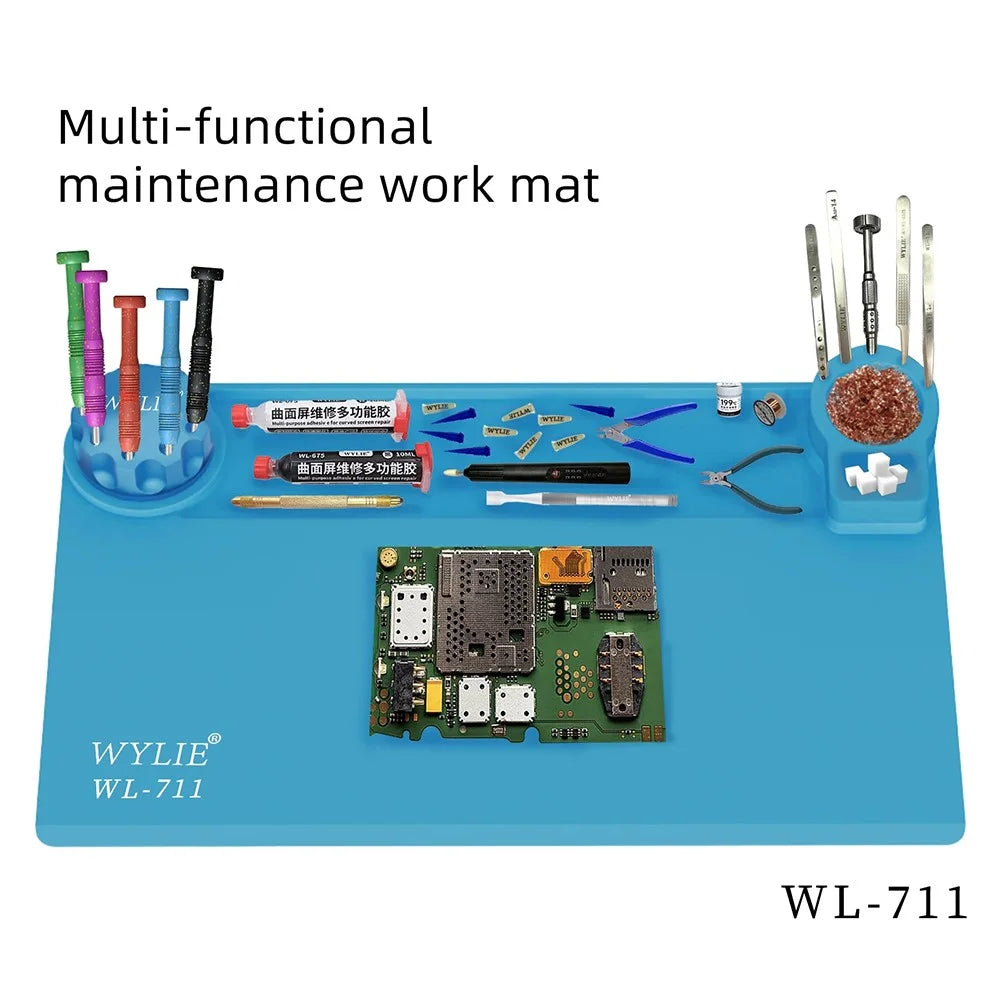 WYLIE WL-711 Heat Insulation Silicone Work Mat 450 x 280mm for Phone Screen Motherboard Repair Tools - Blue - 3