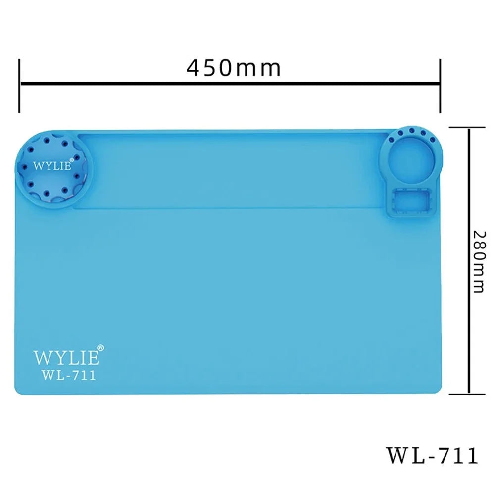 WYLIE WL-711 Heat Insulation Silicone Work Mat 450 x 280mm for Phone Screen Motherboard Repair Tools - Blue - 5