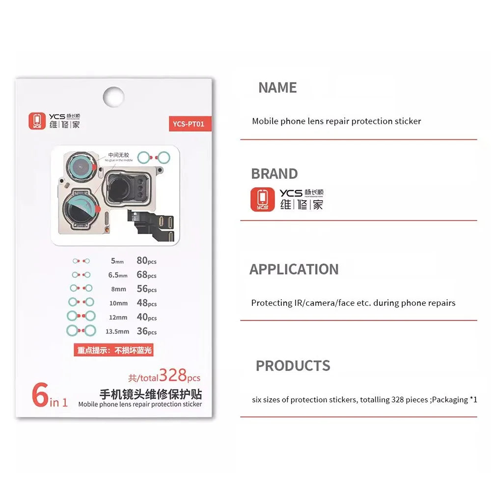YCS-PT01 328Pcs Mobile Phone Lens Repair Protection Stickers Phone Repair Tool - 6