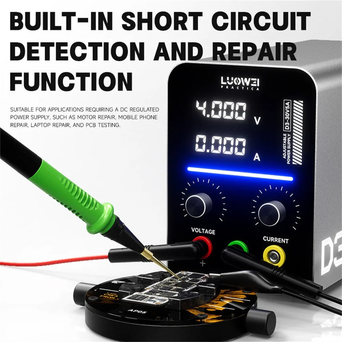 LUOWEI LW-D3-30V5A Adjustable DC Power Supply Short Circuit Detection and Repair for Motor Phone Laptop - EU Plug - 2