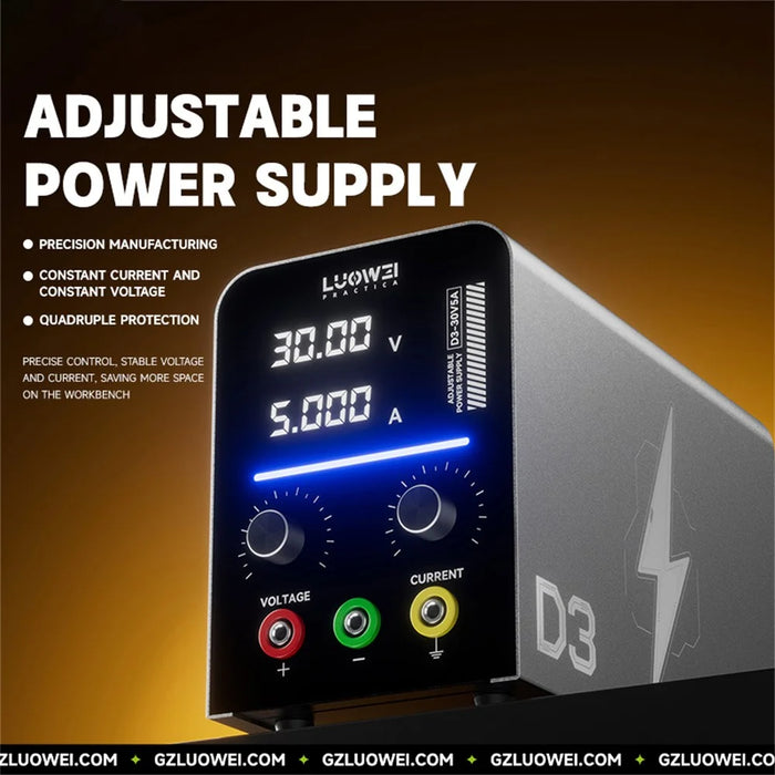 LUOWEI LW-D3-30V5A Adjustable DC Power Supply Short Circuit Detection and Repair for Motor Phone Laptop - EU Plug - 3