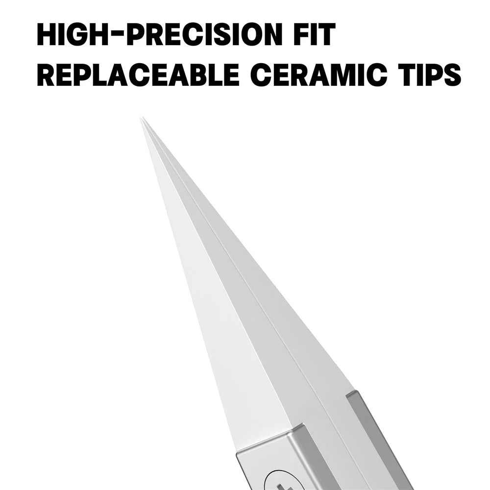 LUOWEI Hard Insulated Ceramic Tweezers for Circuit Board Repair - IS-60 Curved Tip - 4