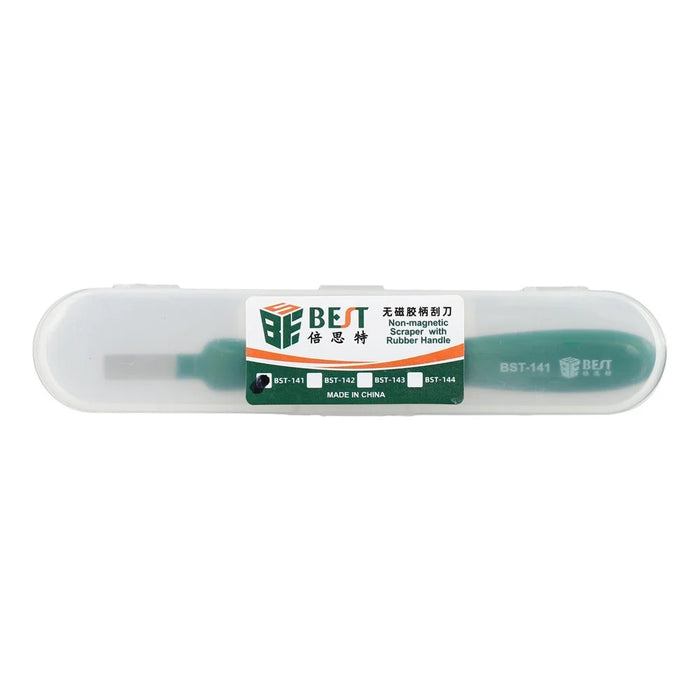BEST BST-141 Non-Magnetic Metal Scraper Pry Tool with Rubber Handle for Adhesive Removal  /  Tin Scraping - 4