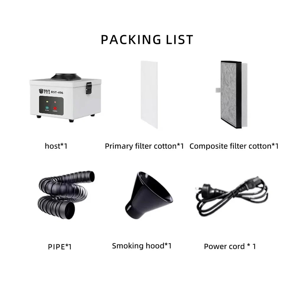 BEST-496 Smoke Extractor Fume Purifier for Soldering Stations Workbenches Multi Scenario Air Filtration - EU Plug - 7