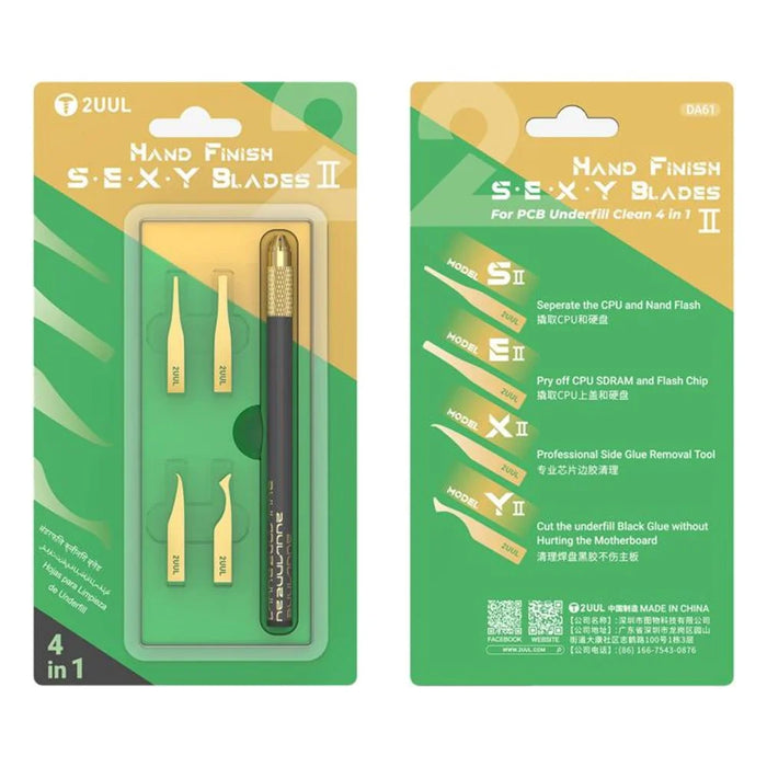 2UUL DA61 4 in 1 Blade Set CPU NAND Separation IC Glue Removal Blade Kit - 4
