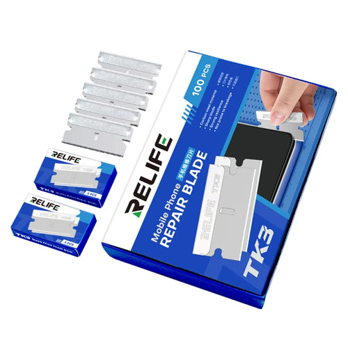 RELIFE TK3 100Pcs Mobile Phone Repair Blades Ultra-Thin Carbon Steel Cutting Tools for Screen Removal  /  Adhesive Removal - 1