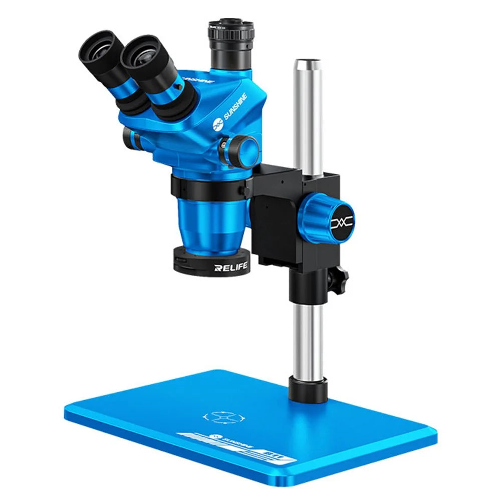 SUNSHINE 71 Ultra Trinocular Microscope 0.65X - 5.5X Zoom for Phone Electronic PCB Soldering Repair - Blue - 1