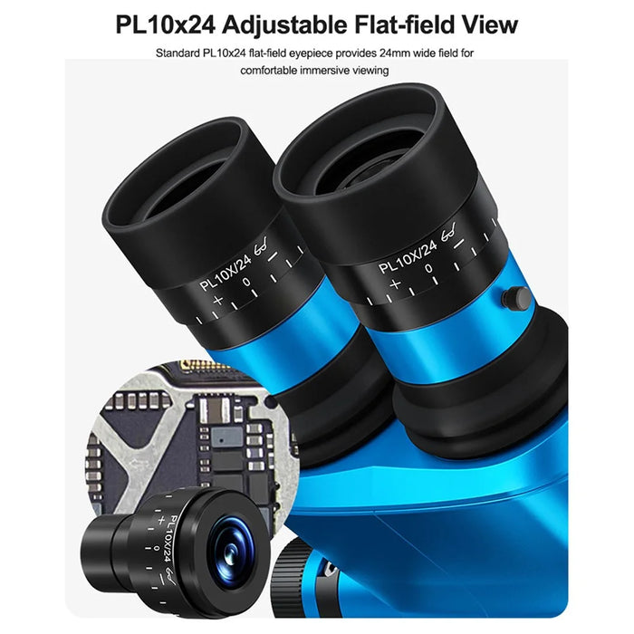 SUNSHINE 71 Ultra Trinocular Microscope 0.65X - 5.5X Zoom for Phone Electronic PCB Soldering Repair - Blue - 6
