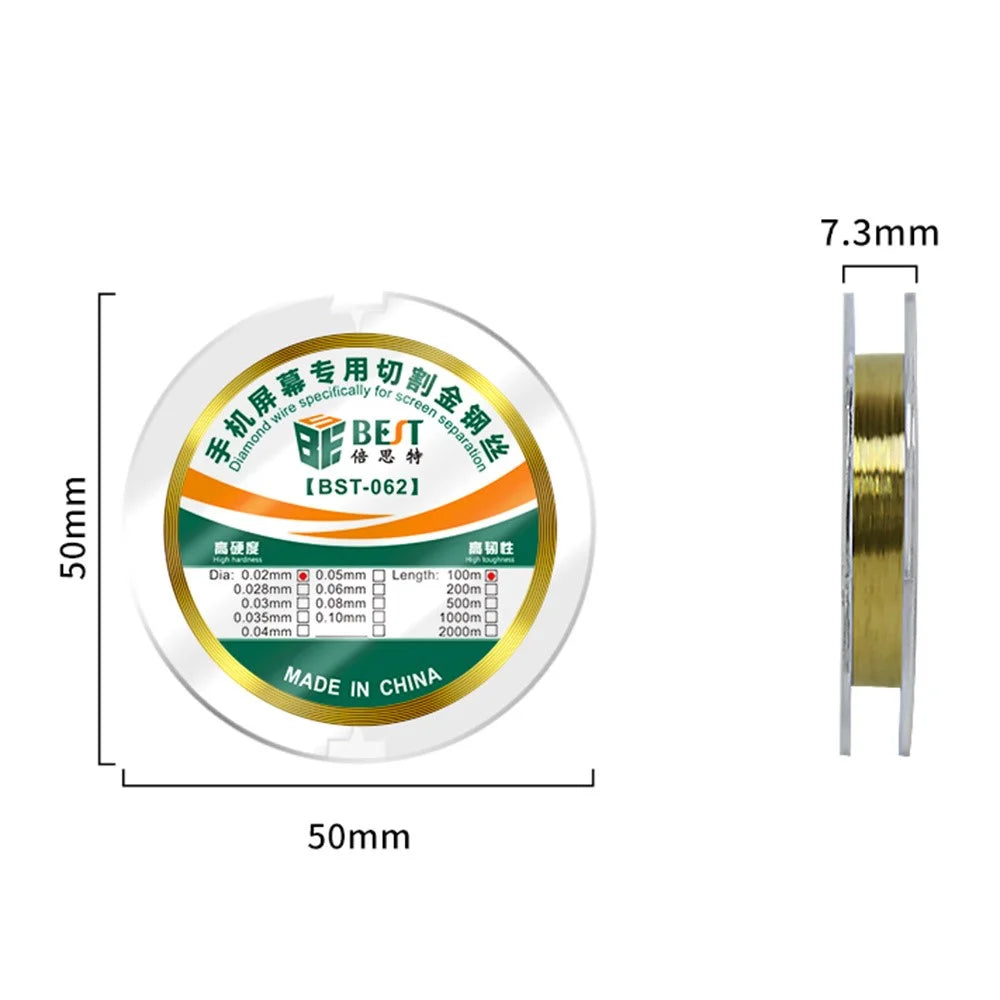 BEST BST-062 0.08mm Diamond Wire Cutting Tool Phone LCD Screen Separator Tool, Length: 100m - 4