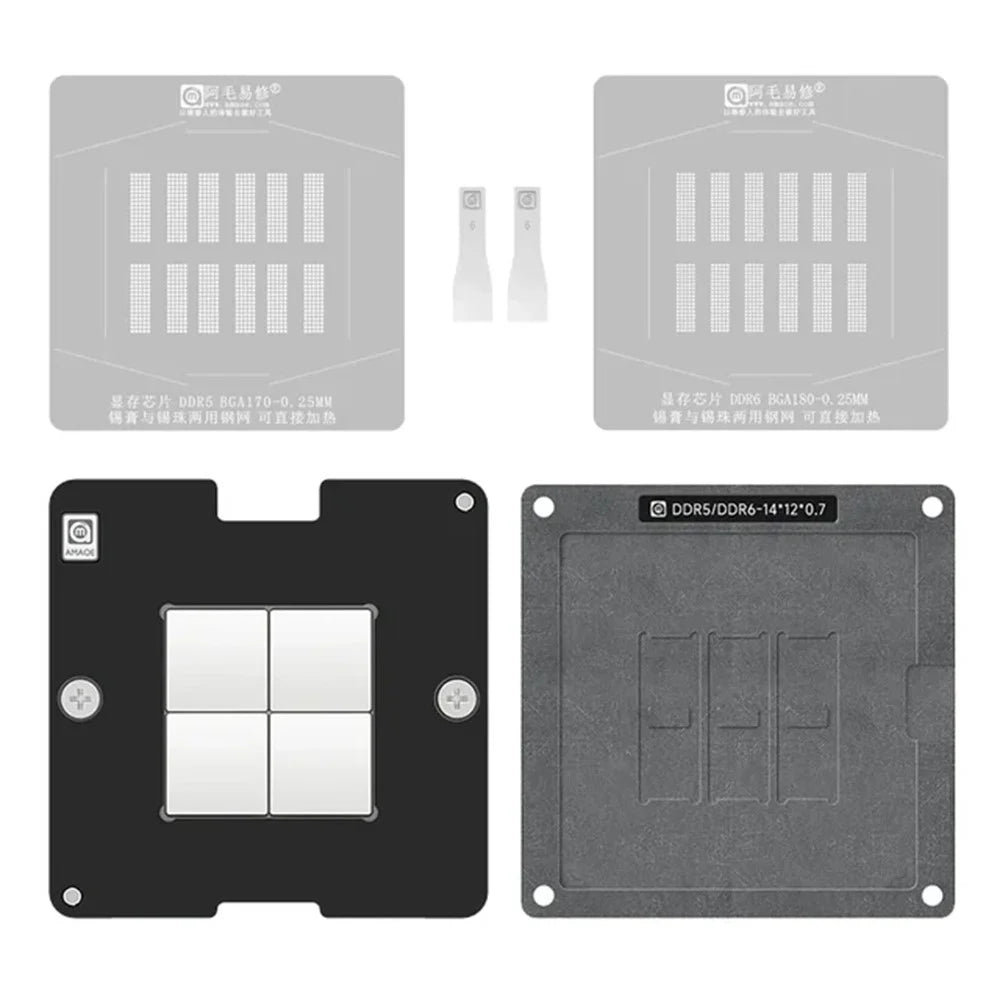 AMAOE DDR5 / DDR6 Tin Planting BAG Reballing Stencil Kit Graphics Card Memory Chip Repair Tool - 1
